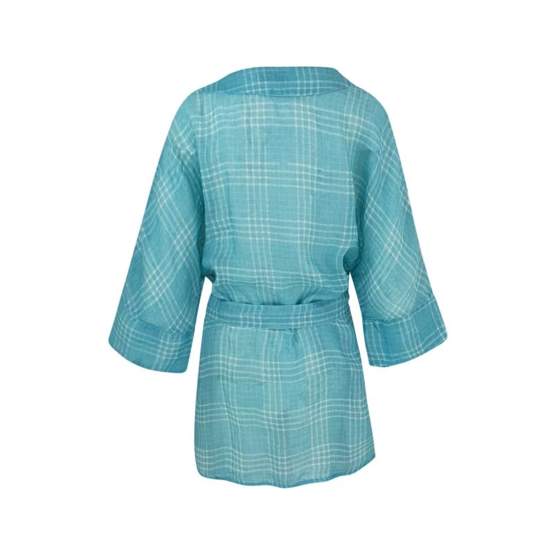 Linen Loose Fit Printed Kimono - Zante Blue By Haris Cotton 2 Linen Loose Fit Printed Kimono - Zante Blue By Haris Cotton - Image 2