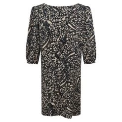 Viscose Midi Dress - Black Leaf By Haris Cotton