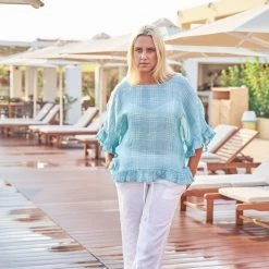 Check Linen Gauze Loose Fit - Zante Blue By Haris Cotton -Cheap Haris Cotton Store zu5maksua9y0r8r8bkzk